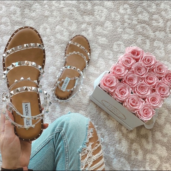 Steve Madden | Shoes | Steve Madden Travel Clear Studded Sandal Sz 9 |  Poshmark